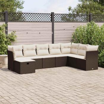 ARDEBO.de - 8-tlg. Garten-Sofagarnitur mit Kissen Braun Poly Rattan
