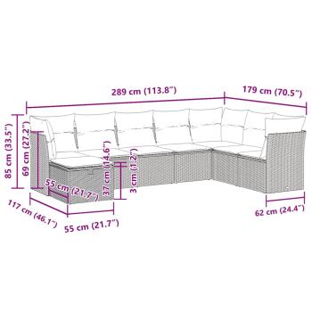 8-tlg. Garten-Sofagarnitur mit Kissen Braun Poly Rattan