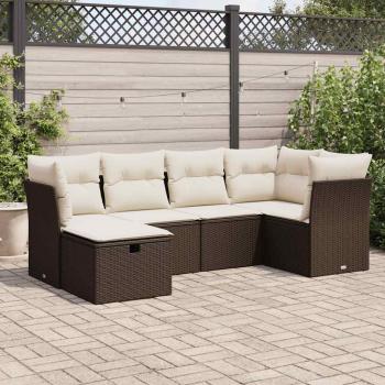 ARDEBO.de - 6-tlg. Garten-Sofagarnitur mit Kissen Braun Poly Rattan
