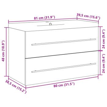 2-tlg. Badmöbel-Set Betongrau Holzwerkstoff