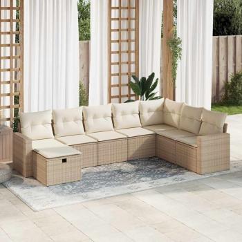 ARDEBO.de - 8-tlg. Garten-Sofagarnitur mit Kissen Beige Poly Rattan