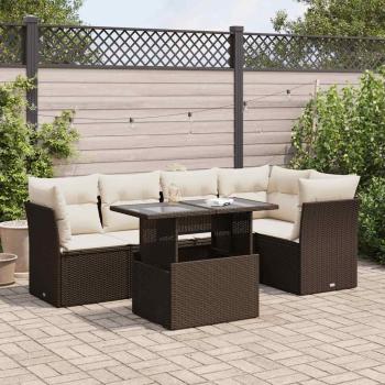 ARDEBO.de - 6-tlg. Garten-Sofagarnitur mit Kissen Braun Poly Rattan