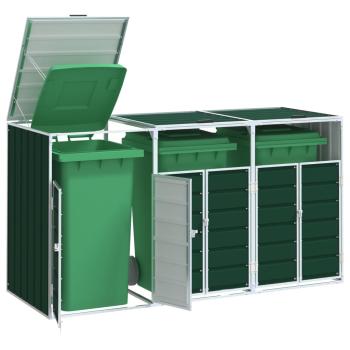 ARDEBO.de - Mülltonnenbox für 3 Tonnen Grün 216x81x115 cm Stahl