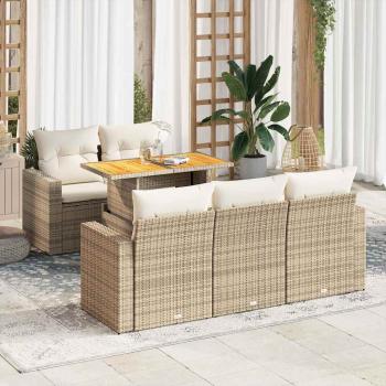 ARDEBO.de - 6-tlg. Garten-Sofagarnitur mit Kissen Beige Poly Rattan