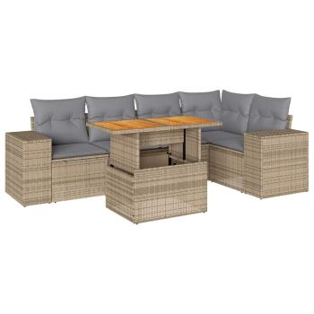 ARDEBO.de - 6-tlg. Garten-Sofagarnitur mit Kissen Beige Poly Rattan