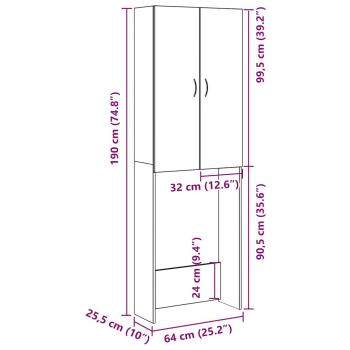 Waschmaschinenschrank Artisan-Eiche 64x25,5x190 cm