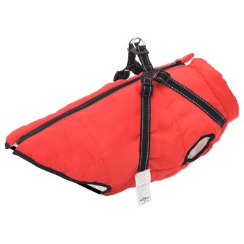 ARDEBO.de - Hundemantel mit Geschirr Wasserdicht Reflektierend Rot 3XL