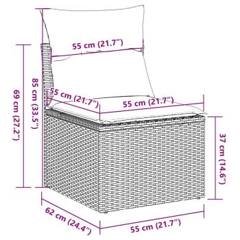 11-tlg. Garten-Sofagarnitur mit Kissen Beige Poly Rattan