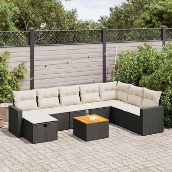 ARDEBO.de - 9-tlg. Garten-Sofagarnitur mit Kissen Schwarz Poly Rattan