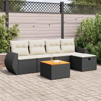 ARDEBO.de - 6-tlg. Garten-Sofagarnitur mit Kissen Schwarz Poly Rattan