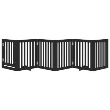 ARDEBO.de - 6-tlg. Hundetor mit Tür Faltbar Schwarz 300 cm Pappelholz