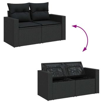 ARDEBO.de - 5-tlg. Garten-Sofagarnitur mit Kissen Schwarz Poly Rattan