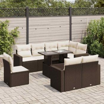 ARDEBO.de - 9-tlg. Garten-Sofagarnitur mit Kissen Braun Poly Rattan