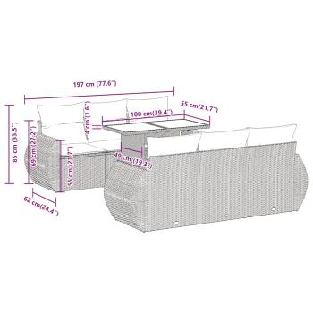 7-tlg. Garten-Sofagarnitur mit Kissen Beige Poly Rattan