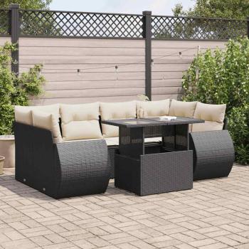 ARDEBO.de - 7-tlg. Garten-Sofagarnitur mit Kissen Schwarz Poly Rattan