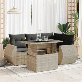 ARDEBO.de - 6-tlg. Garten-Sofagarnitur mit Kissen Hellgrau Poly Rattan