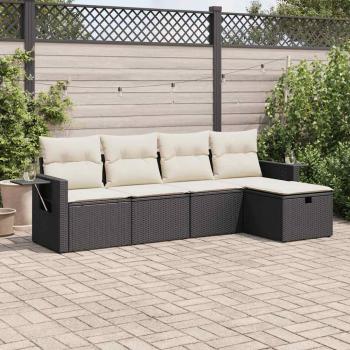 ARDEBO.de - 5-tlg. Garten-Sofagarnitur mit Kissen Schwarz Poly Rattan