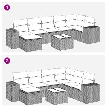 ARDEBO.de - 8-tlg. Garten-Sofagarnitur mit Kissen Schwarz Poly Rattan