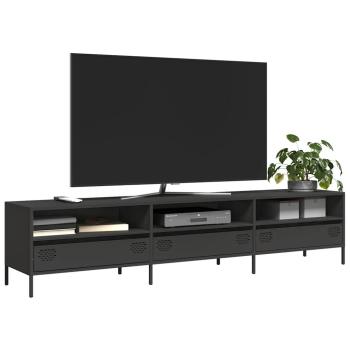 ARDEBO.de - TV-Schrank Schwarz 202x39x43,5 cm Kaltgewalzter Stahl