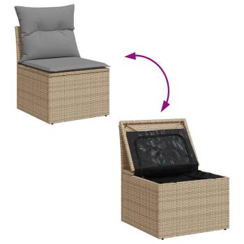 ARDEBO.de - 5-tlg. Garten-Sofagarnitur mit Kissen Beige Poly Rattan Akazie