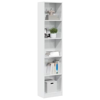 ARDEBO.de - Bücherregal Hochglanz-Weiß 40x24x176 cm Holzwerkstoff