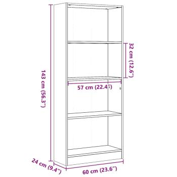 Bücherregal Hochglanz-Weiß 60x24x143 cm Holzwerkstoff