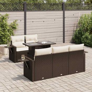 ARDEBO.de - 6-tlg. Garten-Sofagarnitur mit Kissen Braun Poly Rattan