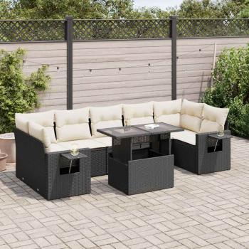 ARDEBO.de - 8-tlg. Garten-Sofagarnitur mit Kissen Schwarz Poly Rattan