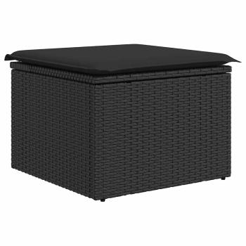 6-tlg. Garten-Sofagarnitur mit Kissen Schwarz Poly Rattan
