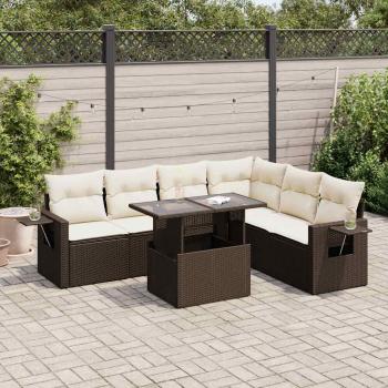 ARDEBO.de - 7-tlg. Garten-Sofagarnitur mit Kissen Braun Poly Rattan