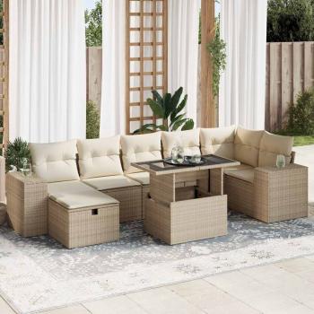 ARDEBO.de - 5-tlg. Garten-Sofagarnitur mit Kissen Beige Poly Rattan