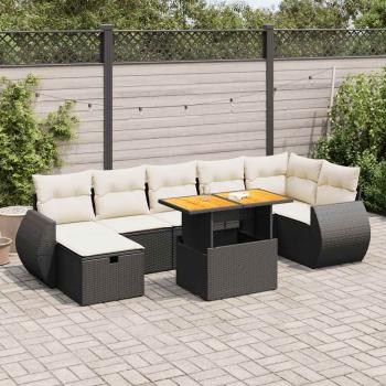 ARDEBO.de - 5tlg. Garten-Sofagarnitur mit Kissen Schwarz Poly Rattan Akazie