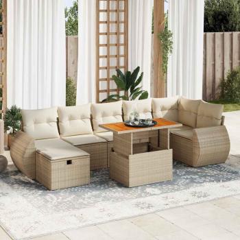 ARDEBO.de - 5-tlg. Garten-Sofagarnitur mit Kissen Beige Poly Rattan Akazie