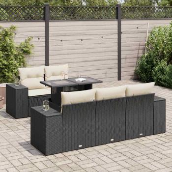 ARDEBO.de - 6-tlg. Garten-Sofagarnitur mit Kissen Schwarz Poly Rattan