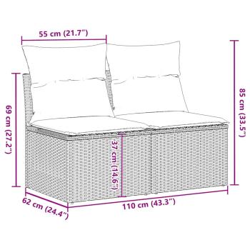 4-tlg. Garten-Sofagarnitur mit Kissen Schwarz Poly Rattan