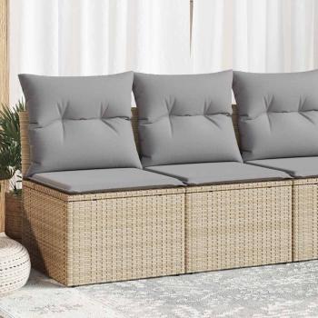 ARDEBO.de - 4-tlg. Garten-Sofagarnitur mit Kissen Beige Poly Rattan Akazie