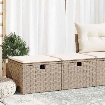 ARDEBO.de - 2-tlg. Garten-Sofagarnitur mit Kissen Beige Poly Rattan Akazie