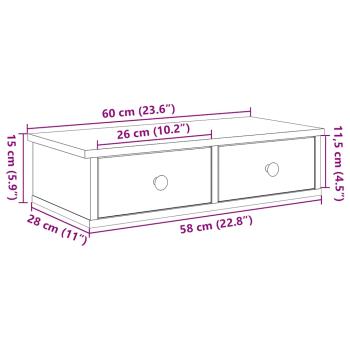Wandregal mit Schubladen Schwarz 60x25x15 cm Holzwerkstoff