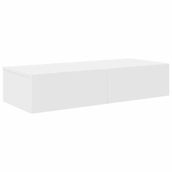 ARDEBO.de - Wandregal mit Schubladen Weiß 80x33x17 cm Holzwerkstoff