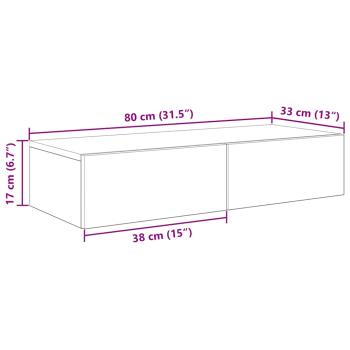Wandregal mit Schubladen Weiß 80x33x17 cm Holzwerkstoff