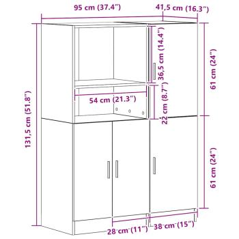 2-tlg. Küchenschrank-Set Altholz-Optik Holzwerkstoff
