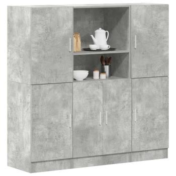 ARDEBO.de - 3-tlg. Küchenschrank-Set Betongrau Holzwerkstoff