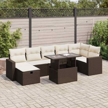 ARDEBO.de - 8-tlg. Garten-Sofagarnitur mit Kissen Braun Poly Rattan