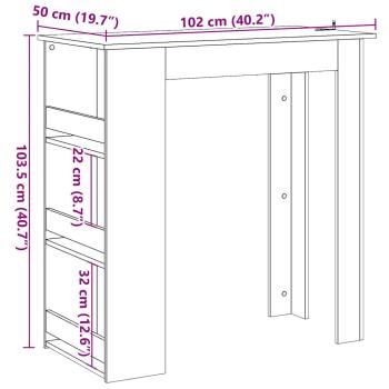 Bartisch mit Regal Artisan-Eiche 102x50x103,5 cm