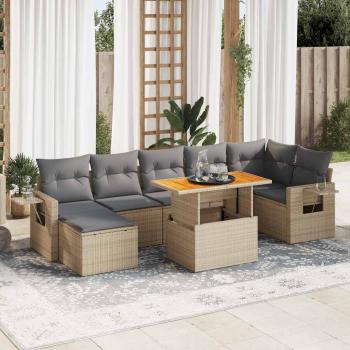 ARDEBO.de - 8-tlg. Garten-Sofagarnitur mit Kissen Beige Poly Rattan
