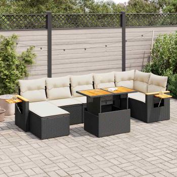 ARDEBO.de - 8-tlg. Garten-Sofagarnitur mit Kissen Schwarz Poly Rattan