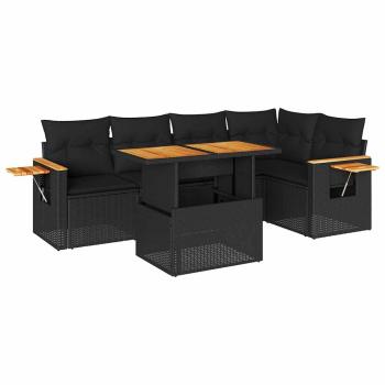 ARDEBO.de - 5tlg. Garten-Sofagarnitur mit Kissen Schwarz Poly Rattan Akazie