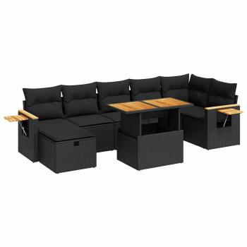 ARDEBO.de - 5-tlg. Garten-Sofagarnitur mit Kissen Schwarz Poly Rattan