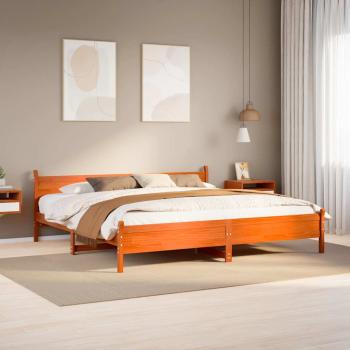 ARDEBO.de - Massivholzbett ohne Matratze Wachsbraun 200x200 Kiefernholz