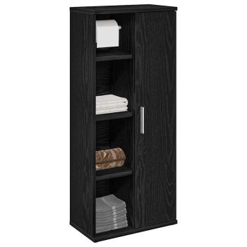 ARDEBO.de - Badezimmerschrank mit Rollenhalter Schwarz 39x22x90 cm